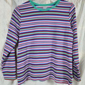 NWOT Women's Land's End size Large Berry Stripe Cotton Long Sleeve Tee SOFT!